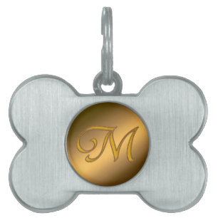 Monogram Gold M Pet ID Tag