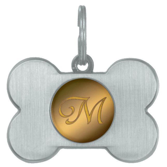 Monogram Gold M Pet ID Tag (Front)