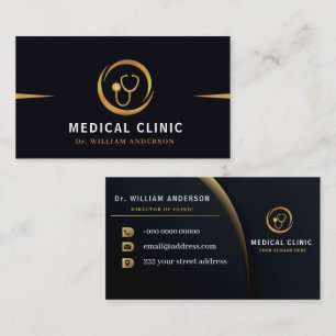 Monogram Gold Medical Stethoscope Logo  Business Card