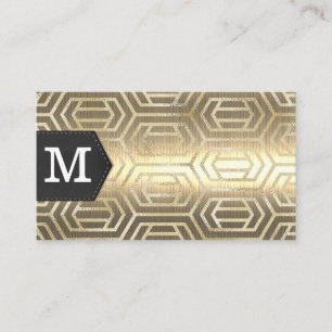 Monogram   Gold Metal   Gold Foil Geometric Business Card
