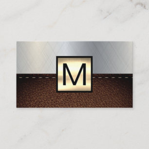 Monogram Gold Metallic   Leather Business Card