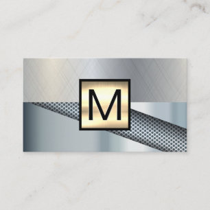 Monogram Gold Metallic   Perforated Background Business Card
