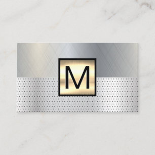 Monogram Gold Metallic   Perforated Background Business Card