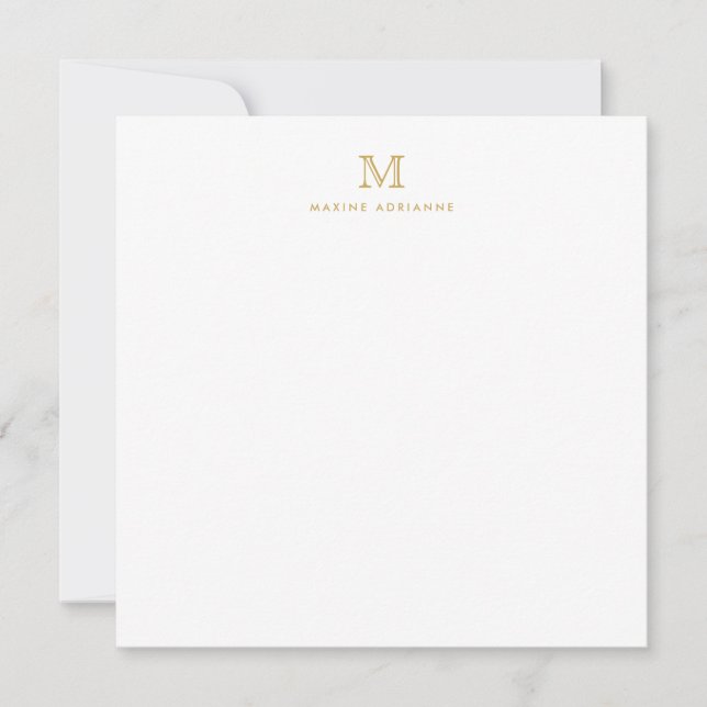 Monogram Gold Minimalist Classic Formal Elegant Card (Front)