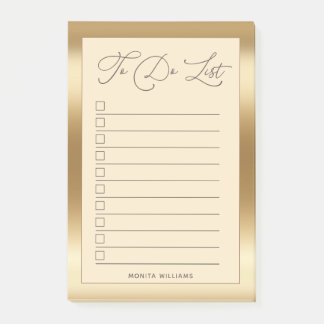 Monogram Gold Modern To Do List Post-it Notes