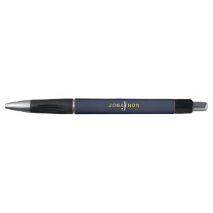 Monogram Gold Name White Initial Man Navy