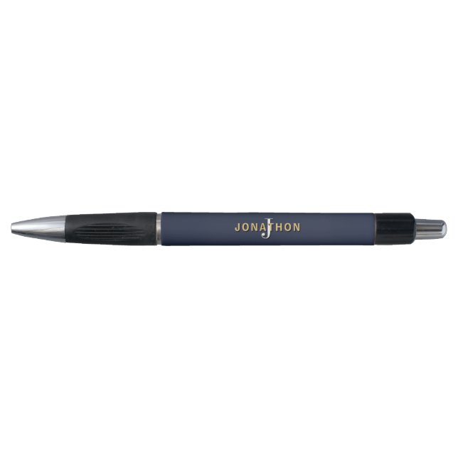 Monogram Gold Name White Initial Man Navy (Front)