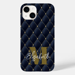 Monogram Gold Navy Pattern Case-Mate iPhone 14 Case