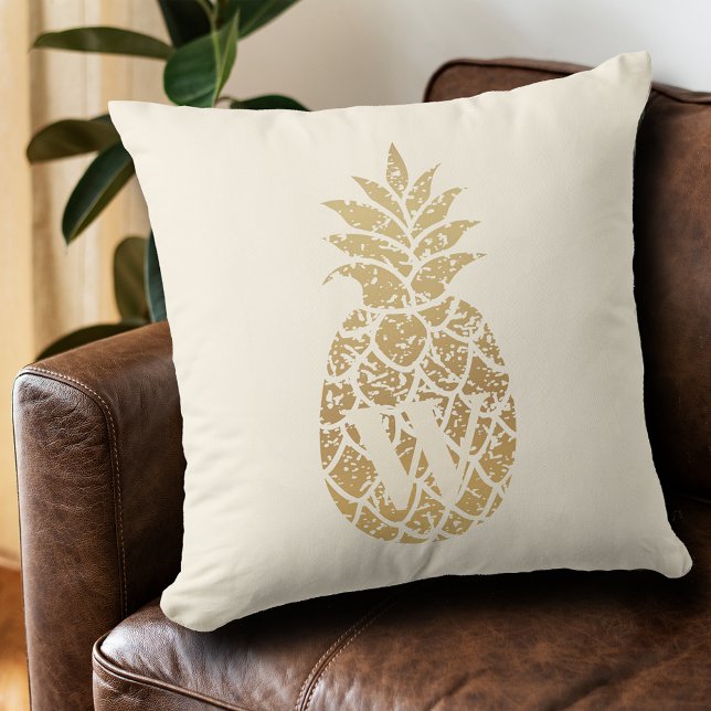 Monogram Gold Pineapples on Ivory Cushion (Creator Uploaded)