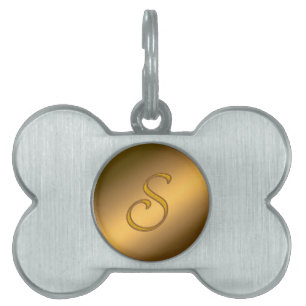 Monogram Gold S Pet ID Tag