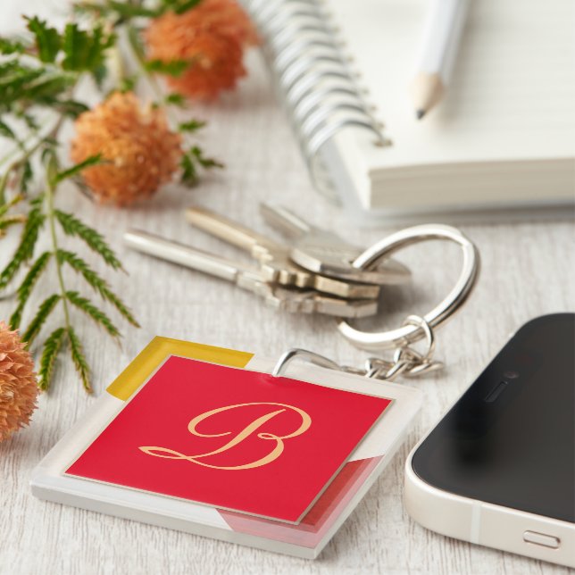 Monogram gold script B Key Ring (Front Right)