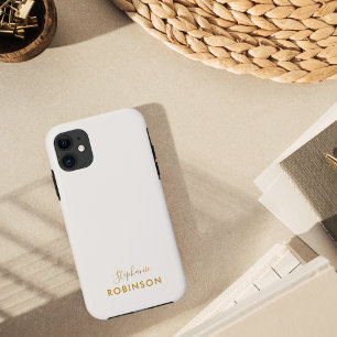 Monogram Gold Script Neutral Modern Minimalist  iPhone 11 Case