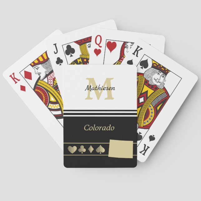 Monogram Gold Silhouette Colorado Playing Cards (Back)