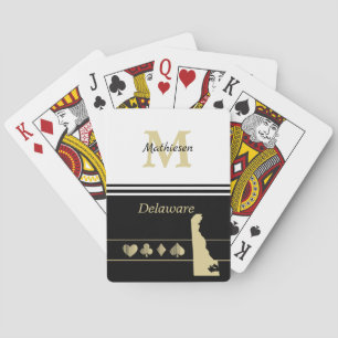 Monogram Gold Silhouette Delaware Playing Cards