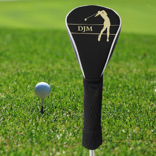 Monogram Gold Silhouette Female Golfer Golf Head Cover