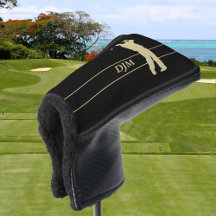 Monogram Gold Silhouette Golfer Golf Putter Cover