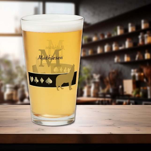 Monogram Gold Silhouette Howling Wolf Glass (Creator Uploaded)