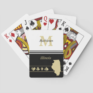 Monogram Gold Silhouette Illinois Playing Cards