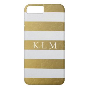 Monogram Gold Stripe Glam iPhone 8 Plus/7 Plus Case