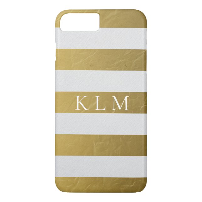 Monogram Gold Stripe Glam Case-Mate iPhone Case (Back)