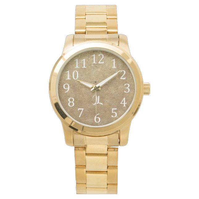 Monogram Gold Themed Oversize Watch (Front)
