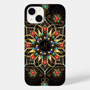 Monogram Gold Turquiose Red Mandala Jewel  Case-Mate iPhone 14 Case