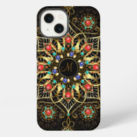Monogram Gold Turquiose Red Mandala Jewel