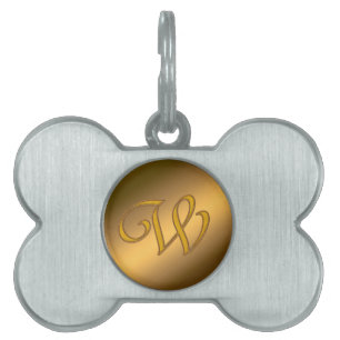 Monogram Gold W Pet ID Tag
