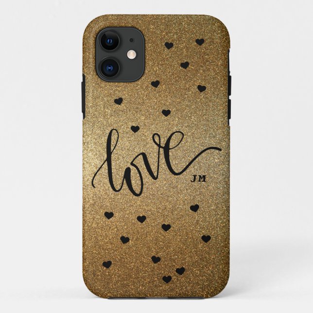 Monogram Gold with Love Case-Mate iPhone Case (Back)