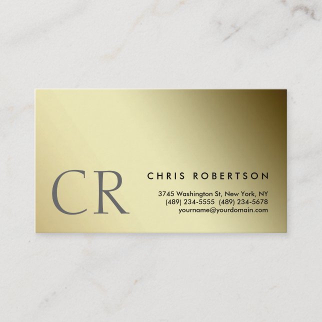 Monogram Gold Yellow Tones Business Card (Front)