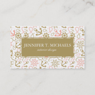 Monogram Golden Anchor Pattern Business Card