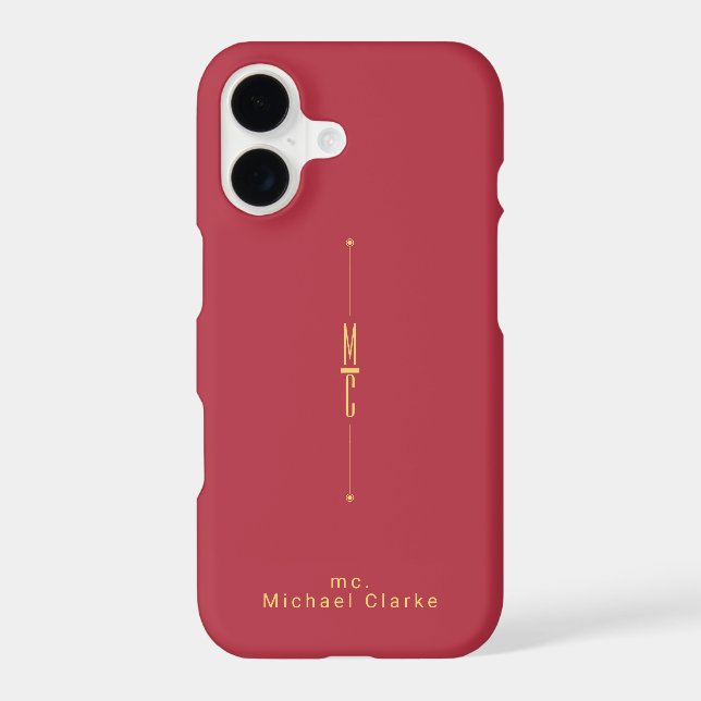 Monogram Golden Dark Red | Modern Cool Minimalist  (Back)