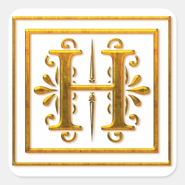 Monogram Golden H Elegant Stickers (Front)