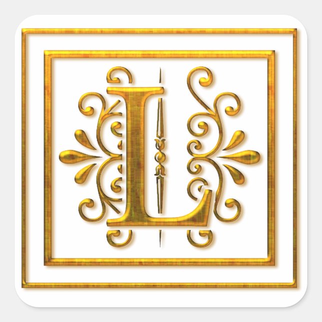 Monogram Golden L Elegant Stickers (Front)