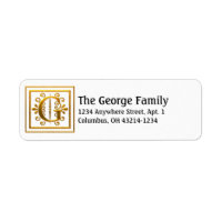 Monogram Golden Letter G Elegant Address Labels