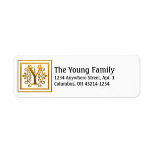 Monogram Golden Letter Y Elegant Address Labels