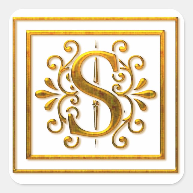 Monogram Golden S Elegant Stickers (Front)