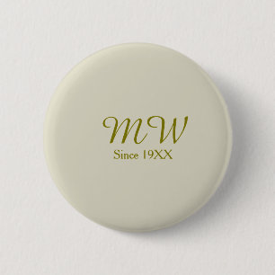 Monogram golden since 19XX year oatmeal wedding na 6 Cm Round Badge