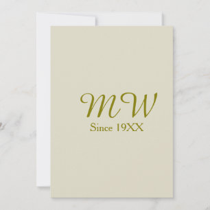 Monogram golden since 19XX year oatmeal wedding na Invitation