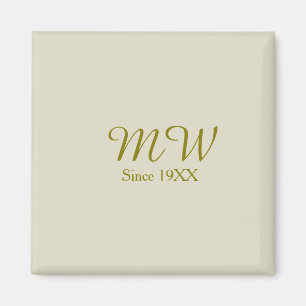 Monogram golden since 19XX year oatmeal wedding na Magnet