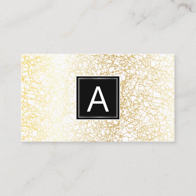 Monogram | Golden Texture Background Business Card (Front)