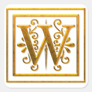 Monogram Golden W Elegant Stickers