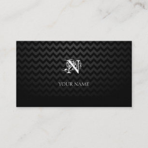 Monogram Golden with Chevron Pattern Business Card