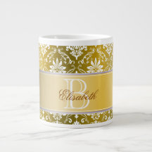 Monogram Golden Yellow and White Damask