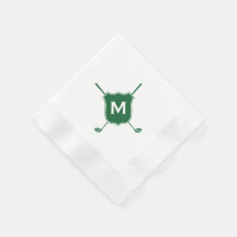 Monogram Golf Club Crest Diagonal Green Napkins