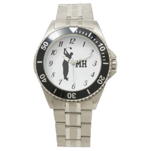 Monogram Golfer Black Golf Elegant Modern dad Watch