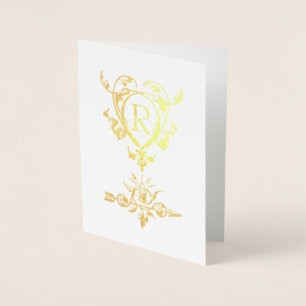 Monogram Gothic Heart And Arrow Motif Foil Card