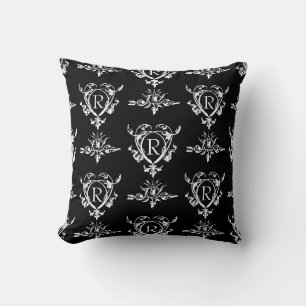 Monogram Gothic Heart And Arrow Pattern Cushion