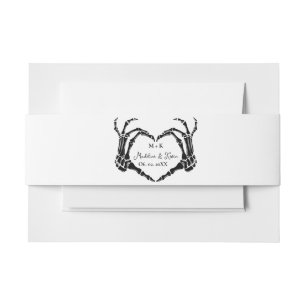 Monogram Gothic Skull Heart Hand Wedding Invitation Belly Band