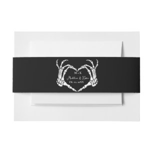 Monogram Gothic Skull Heart Hand Wedding Invitation Belly Band